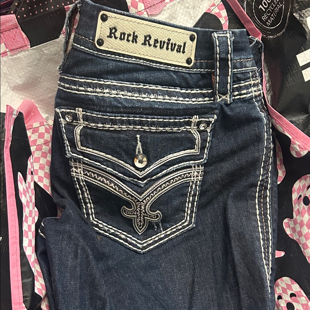 Rock Revival Women's Dark Blue capri Jeans/Jean name Clover/waste 30